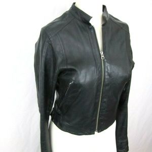 TRUE RELIGION Black Leather Jacket SP moto biker